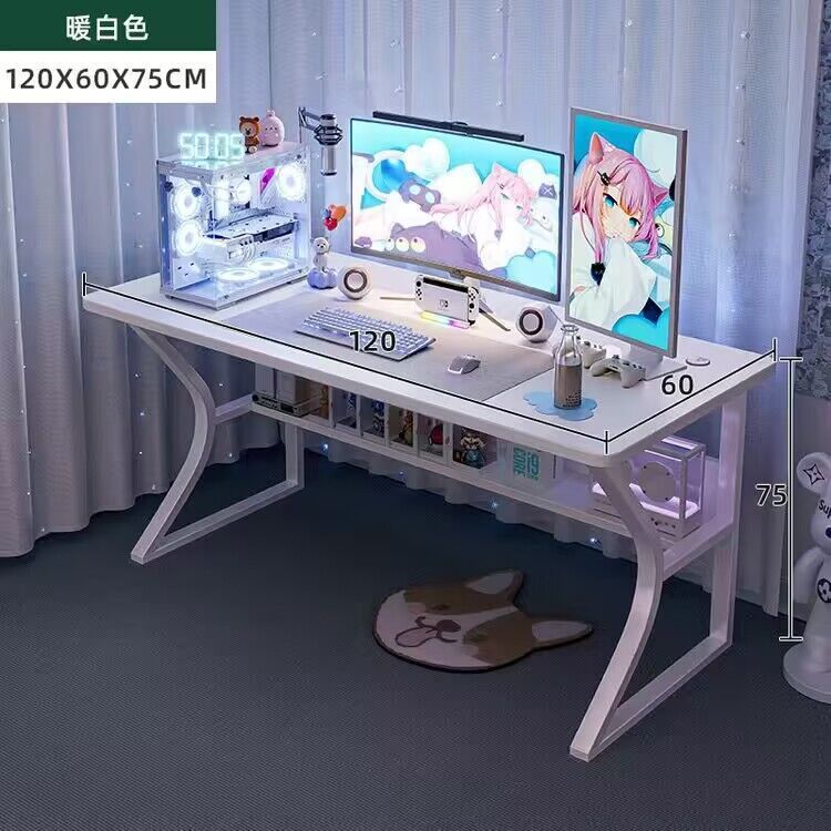 白色海景房电竞桌子电脑桌台式家用办公桌椅套装简易卧室书桌学习|undefined