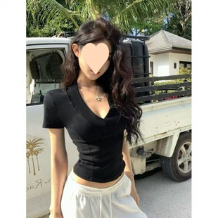 Summer Korean Style Commuter Collar Short-Sleeved Shirt for Hot Girls, Sexy Slimming, Fashionable and Age-Reducing Bottoming Shirt Top Trendy