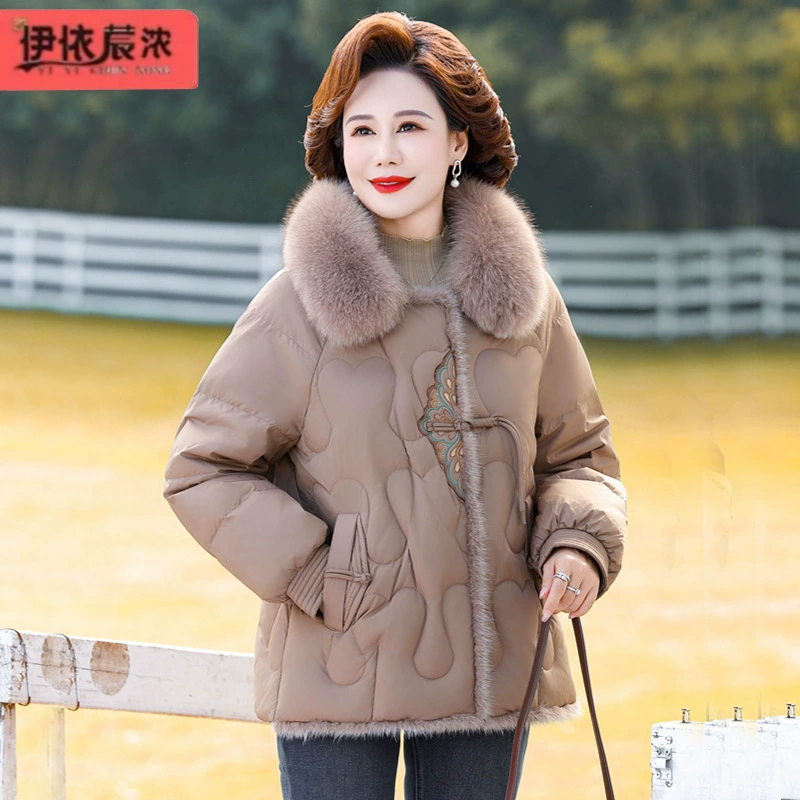 Женская стеганая куртка в национальном стиле для женщин среднего и старшего возраста, легкая и теплая короткая хлопковая куртка для мам пятидесяти и шестидесятых годов.