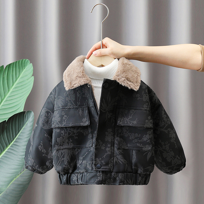6674 niños más chaqueta de cuero de terciopelo ropa de otoño e invierno 2024 nuevo abrigo de abanico coreano de bebé guapo chaqueta de cuero de invierno para niños