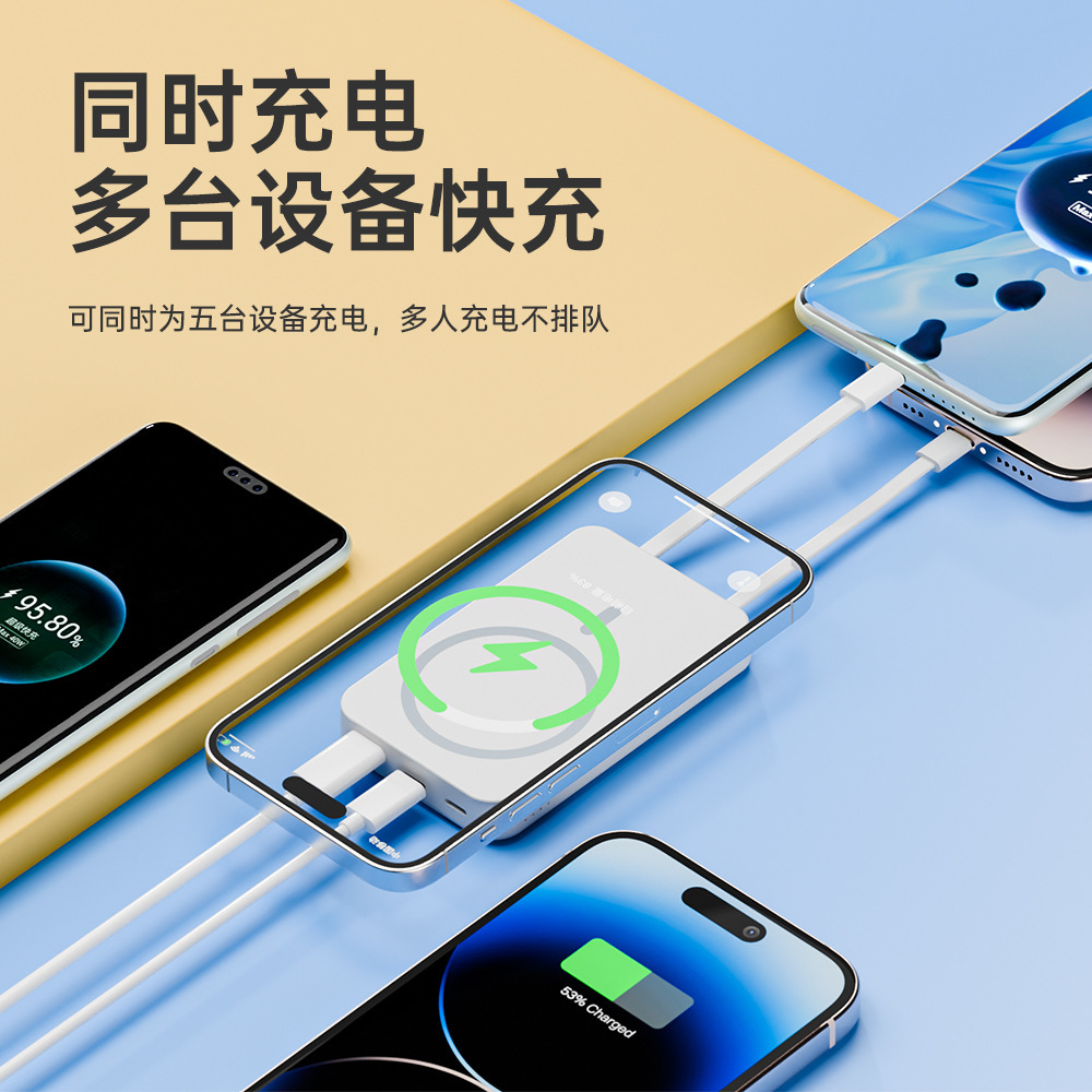 Atración magnética inalámbrica carga de gran capacidad portátil compacta carga rápida soporte de carga de 1w mAh con cable en stock