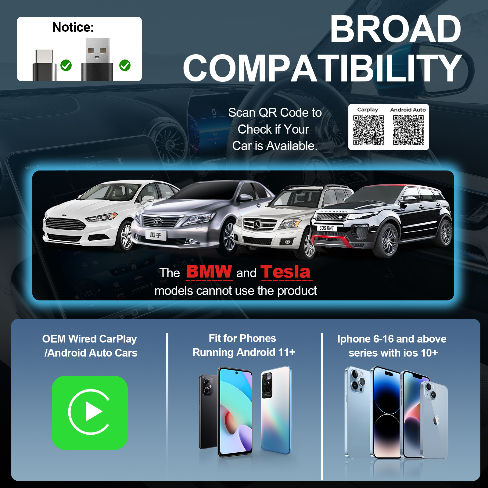 Cross-Border Best-Selling Wireless Carplay Box, Wired to Wireless Carplay Module, Supports Apple and Android Car Systems