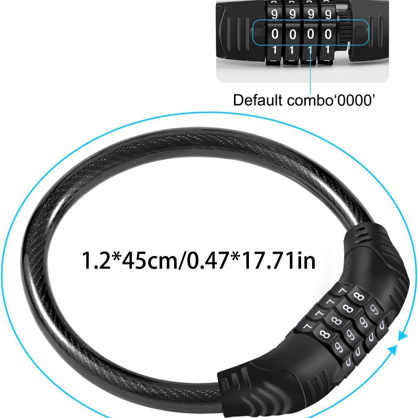 Candado de Cable para Bicicleta Antirrobo Portátil para Bicicleta y Casco