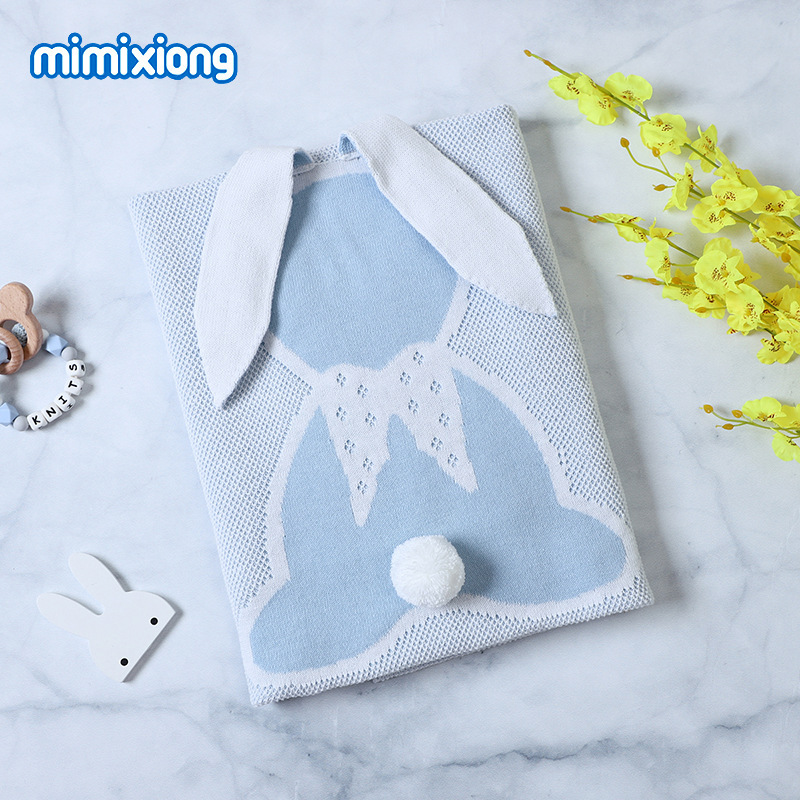 Ins venta caliente primavera y verano orejas de conejo manta de conejo tridimensional manta de punto de bebé