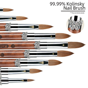 Cross-border Hot Sale Star Butterfly Sandalwood Mink Hair Nail Art Crystal Brush Nail Art Shop Special Carving Pen Crystal Armor Tool Brush