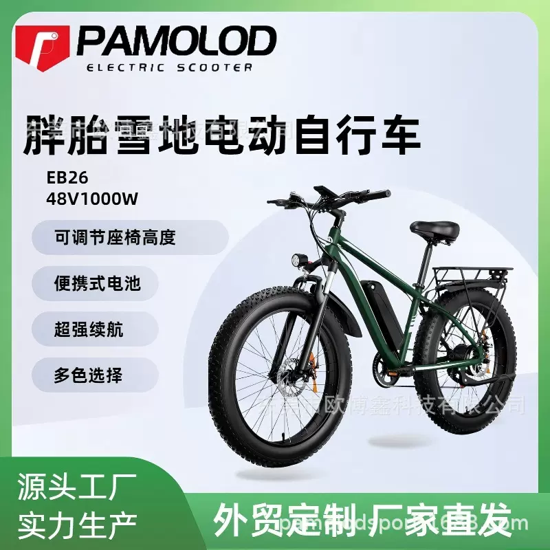 EBIKE源头工厂直销绿色自行车48V1000W电动自行车胖胎自行车