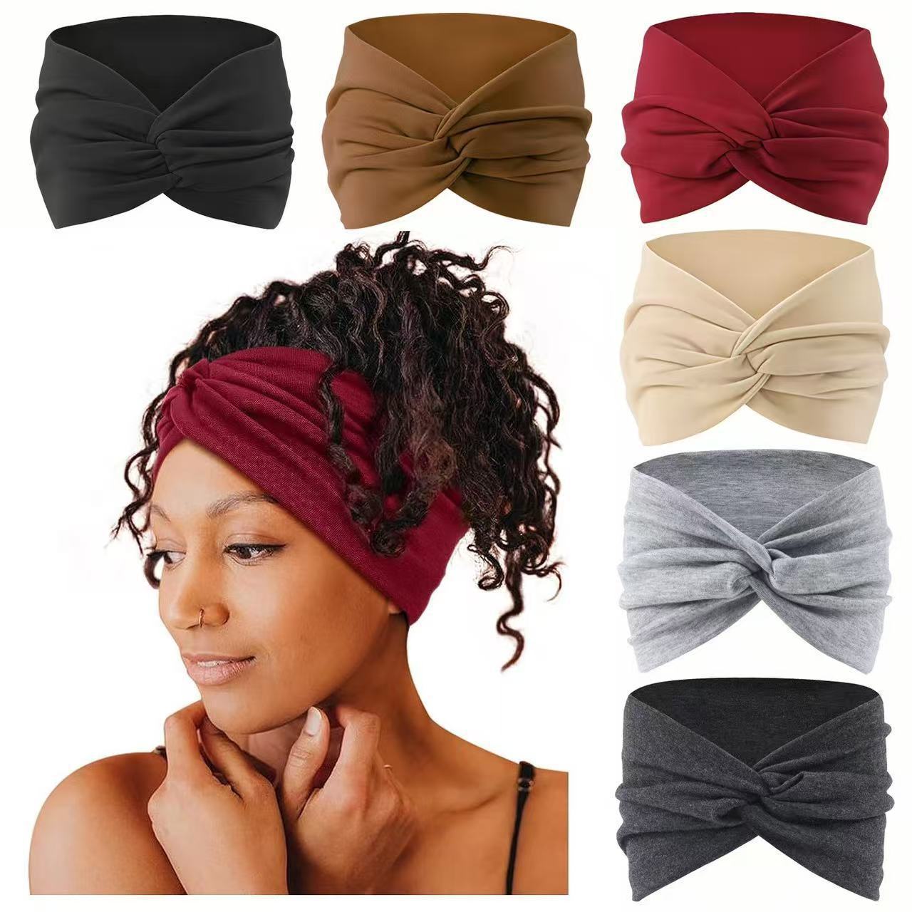 Europa y los Estados Unidos de color sólido banda de pelo deportiva ancho banda de pelo antiperspirante bandana de pelo yoga fitness banda de pelo deportiva absorción de sudor adornamiento para el pelo