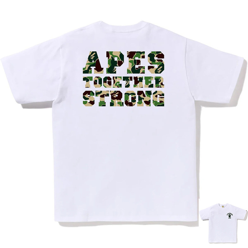 APE Ape トレンドブランド 外国貿易 ヘビーウェイト ピュアコットン ラウンドプリント 男女同型 ゆったり プレミアム 半袖 Tシャツ 25SS|undefined