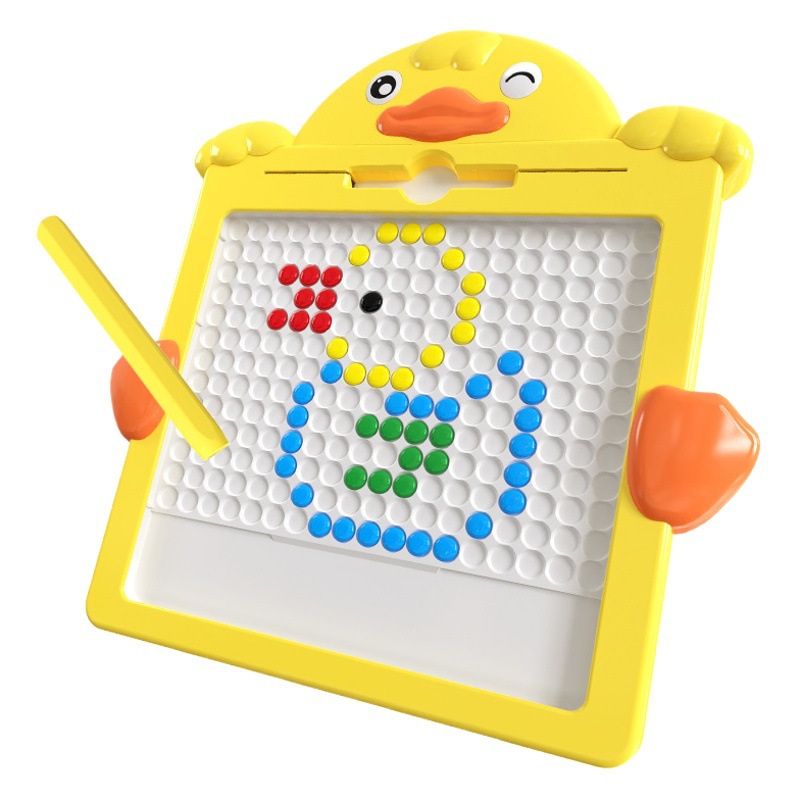 Venta caliente de los niños pequeño pato amarillo animal pluma magnética tablero de dibujo juguetes educativos concentración pensamiento iluminación rompecabezas magnético
