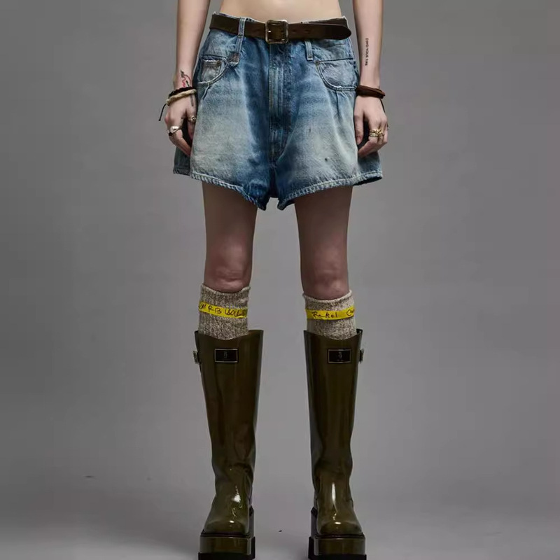 Nanyou High-end Women's Wide Leg Denim Shorts Women's 2024 Summer New European and American Fashionable Loose Jeans for Outer Wear