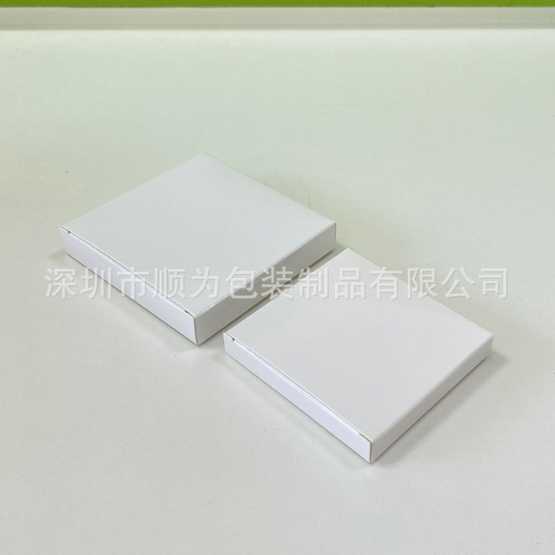 现货跨境电商扁平白盒子正方形扁白盒产品木制品白色包装盒白纸盒