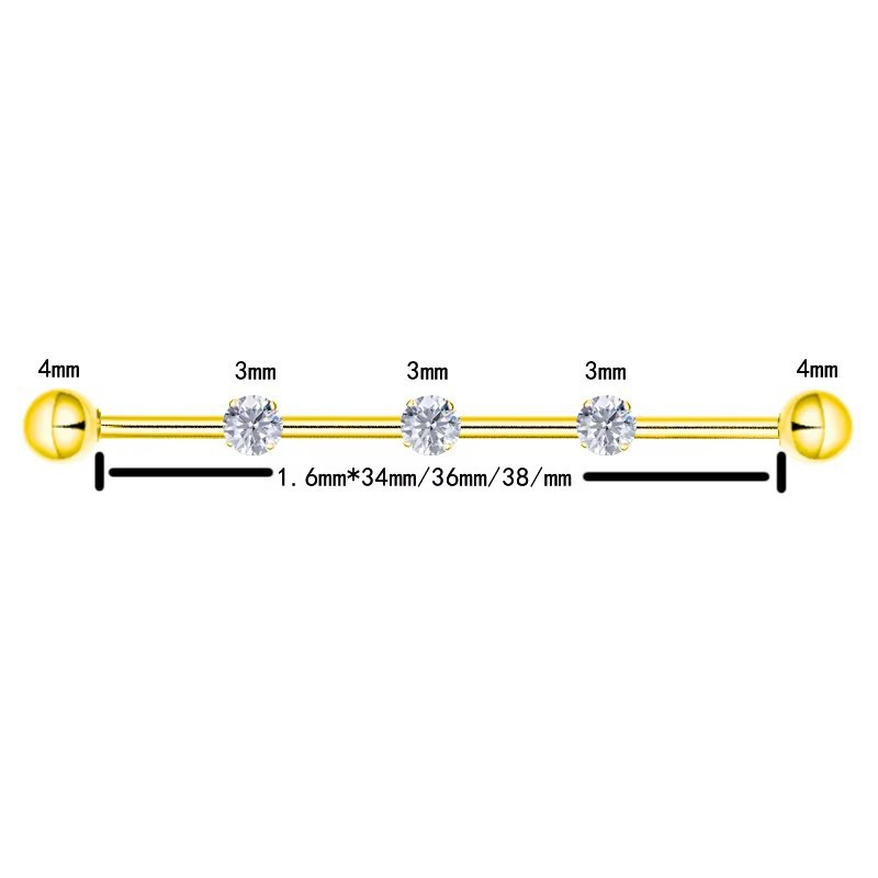 F136 Titanium Alloy Implant Grade Inner Spiral Tragus Ear Piercing Double-Ended Straight Rod with Zircon Ear Bridge Nail detail image 13
