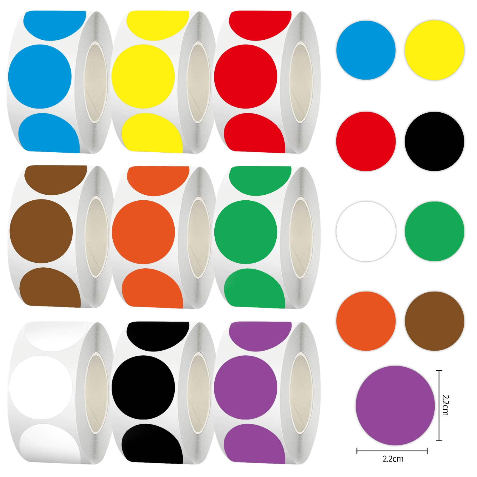 Кросс-бордерная упаковочная лента для конвертов, наклейки с точками, однотонная, 500 листов/рулон, материал для планирования, оптом
