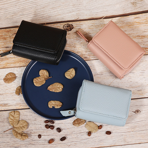 Japanese style genuine leather mini wallet women's short cross-border large capacity women's creative coin purse coin bag card bag