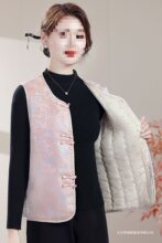 妈妈秋冬新中式加厚棉马夹中老年女装大码宽松国风保暖盘扣棉马甲