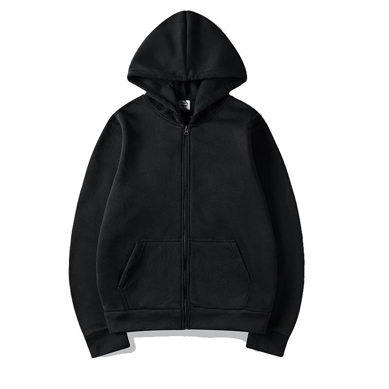 Cross-Border European and American Solid Color Men's Zipper Sweatshirt Cardigan Hoodie Sweatshirt Autumn and Winter Fleece Top Manufacturer Wholesale