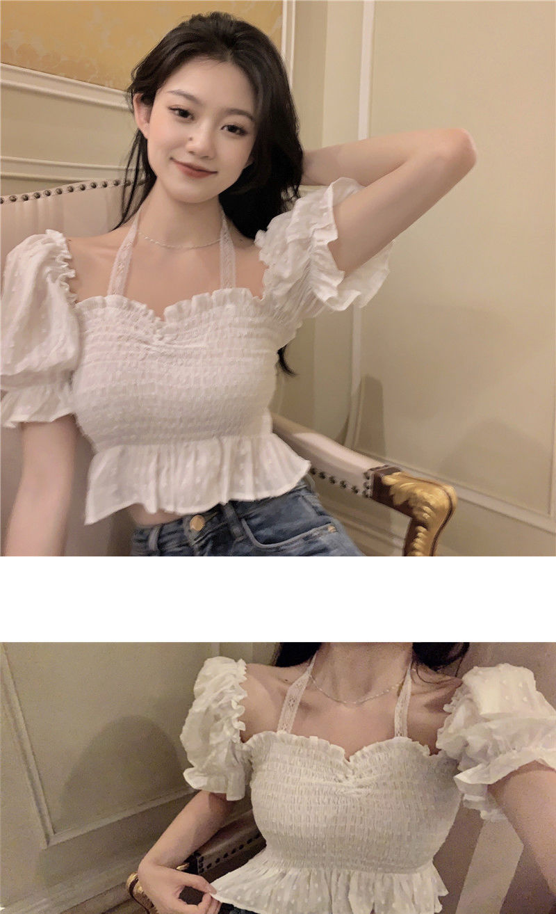 Short Puff Sleeve Top White Shirt Style 1