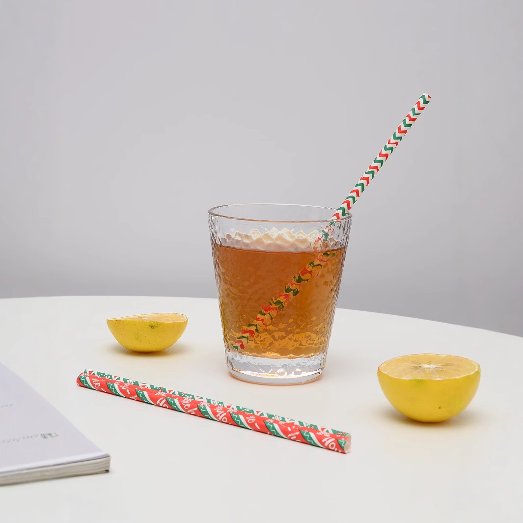 Yaosheng paja desechable papel degradable tubo recto Amazon Navidad serie 100 unids