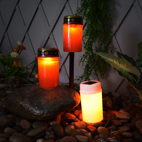 Solar induction cemetery light, outdoor waterproof LED candle light, cross-border direct sales for worshiping graves and inserting ever-burning lamps
