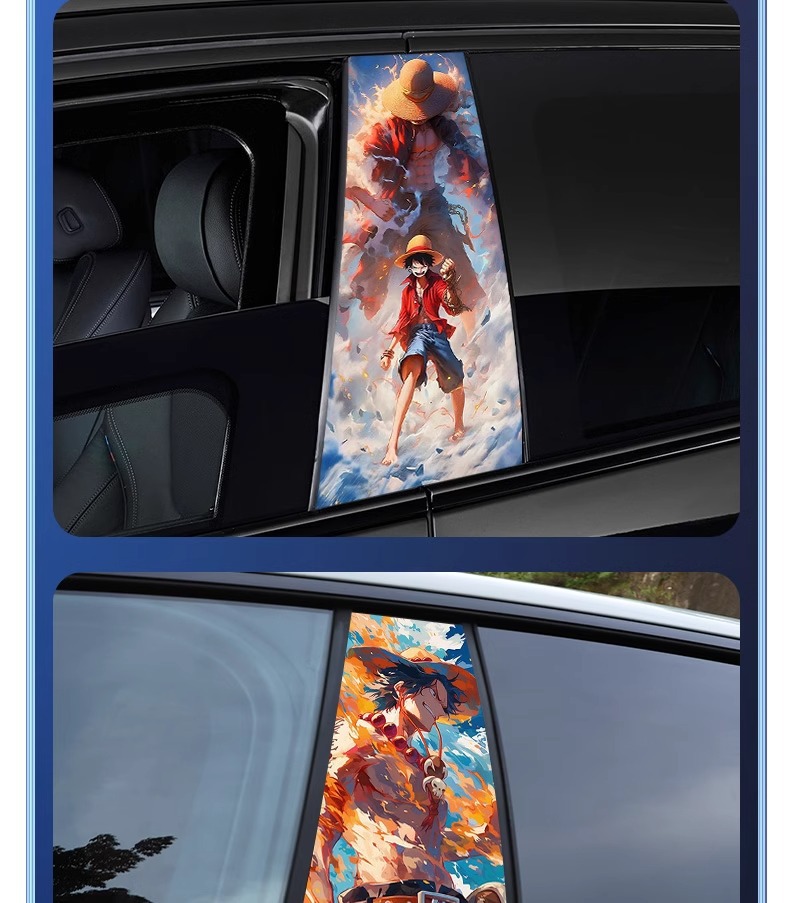 One Piece Sticker Car Middle Column Sticker Personalized Creative B- pillar Protective Film Decorative Sticker Middle Column Animation Sticker