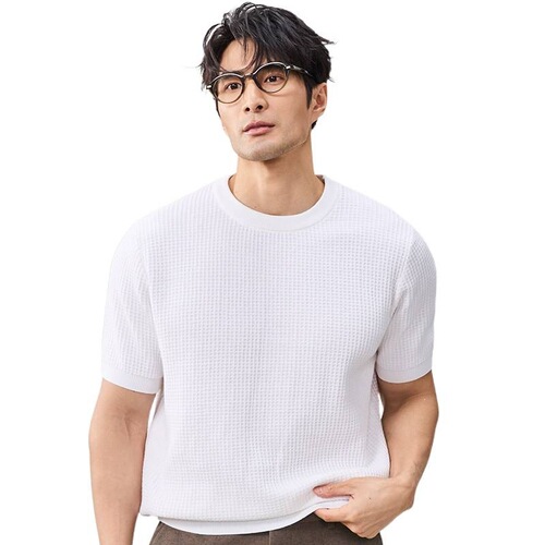 2026 new style, simple Waffle short-sleeved knitted men's high-end light luxury texture men's Polo shirt