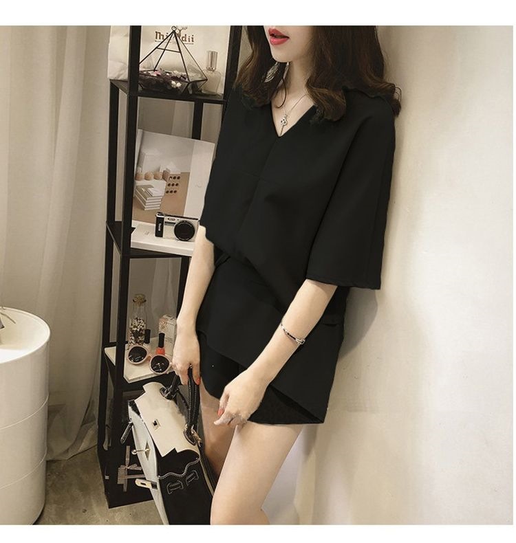Bộ quần short nữ mùa hè rộng thùng thình 2 món (áo + quần short) phong cách thoải mái — 715 # Đậu xanh (áo+quần short) chi tiết 14