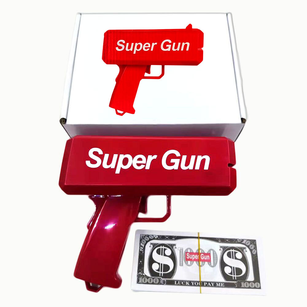 Super Money Gun eléctrico pulverizador de dinero creativo de reducción de presión pistola de billetes de dólar escupir juguetes pistola