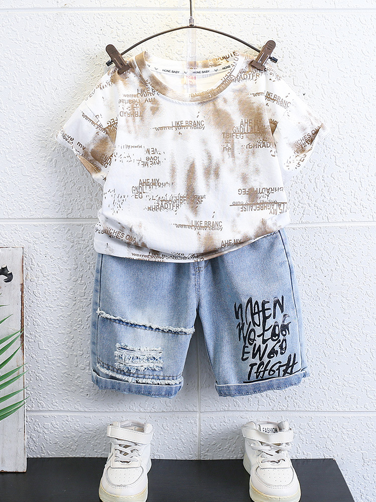 Conjunto de Verano para Niños 7148, Estilo Coreano 2026, Camiseta de Manga Corta y Pantalones, Conjunto Fresco para Bebés