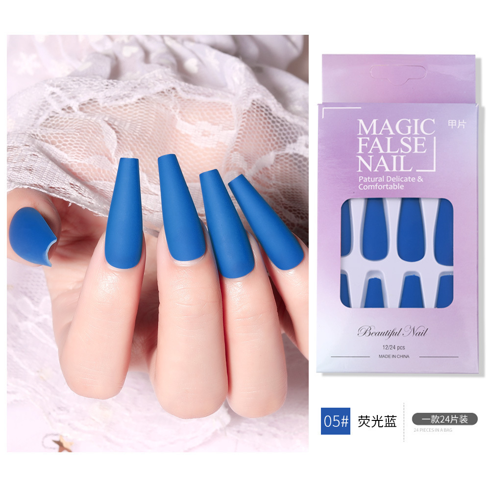 Nueva pieza de esmalte de uñas de desgaste de ballet largo luminoso transfronterizo terminado parche de uñas esmerilado pegamento jalea pieza de uñas falsas