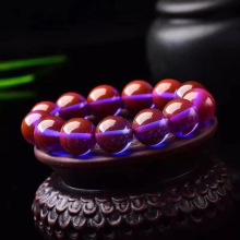 蜜蜡琥珀蓝精灵手串遇光变色手链收藏级双色蓝珀文玩佛珠念珠饰品