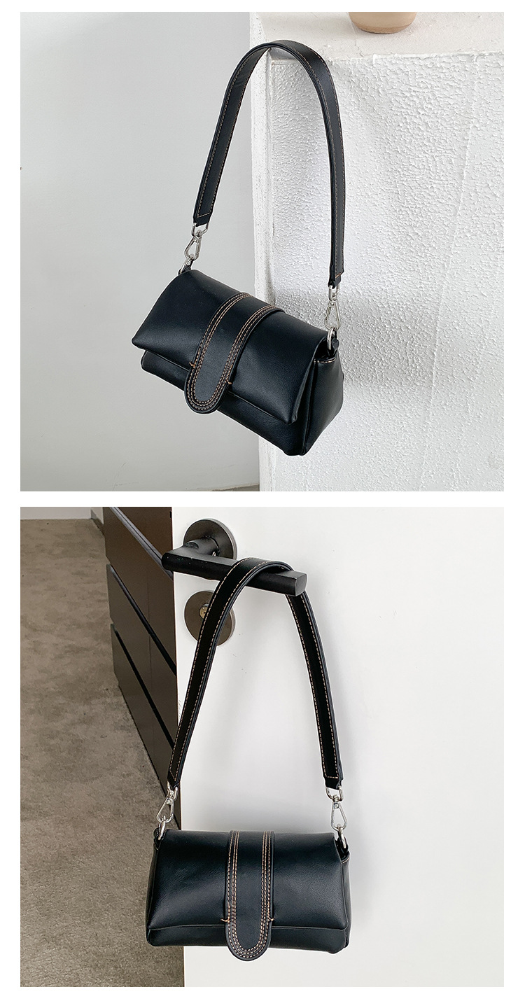 Nuova versione coreana del denim con effetto invecchiato di alta qualità, spalla singola da donna, design di nicchia, ascella in pelle PU_voghion.com