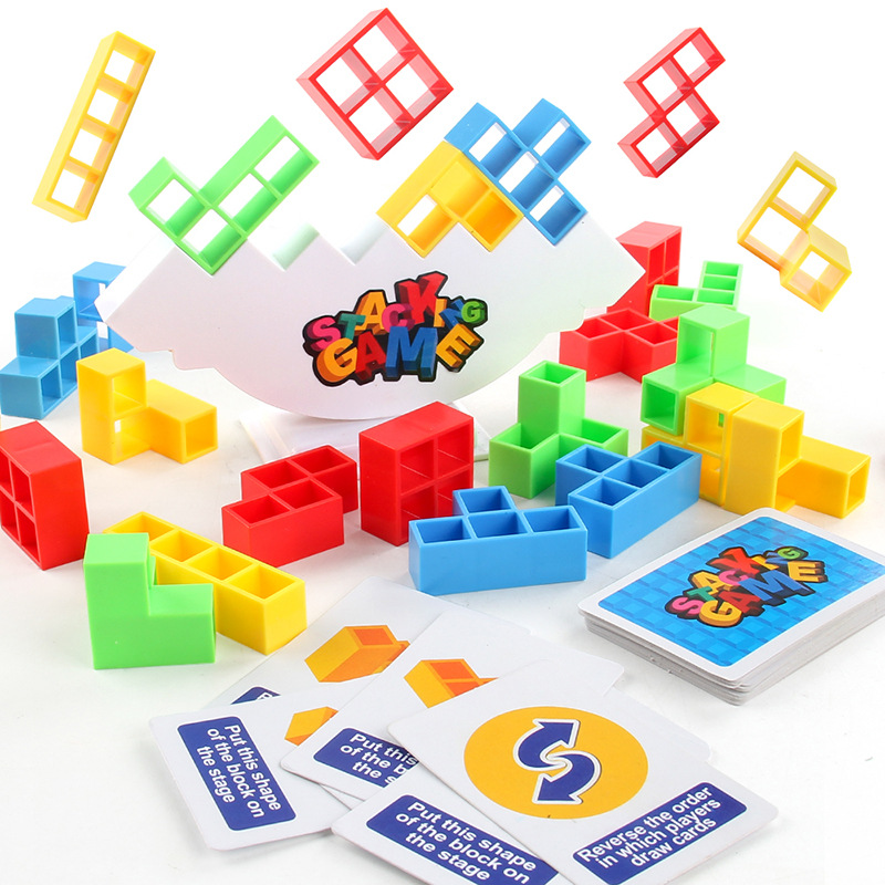Educación para niños Educación temprana Jenga bloques de construcción de equilibrio Ruso Jenga música mecedora juego de mesa interactivo entre padres e hijos Juguetes