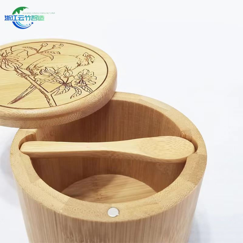 Amazon bambú sal tarro cocina suministros condimento tarro botella láser cruz-frontera giratoria condimento tarro especia rack