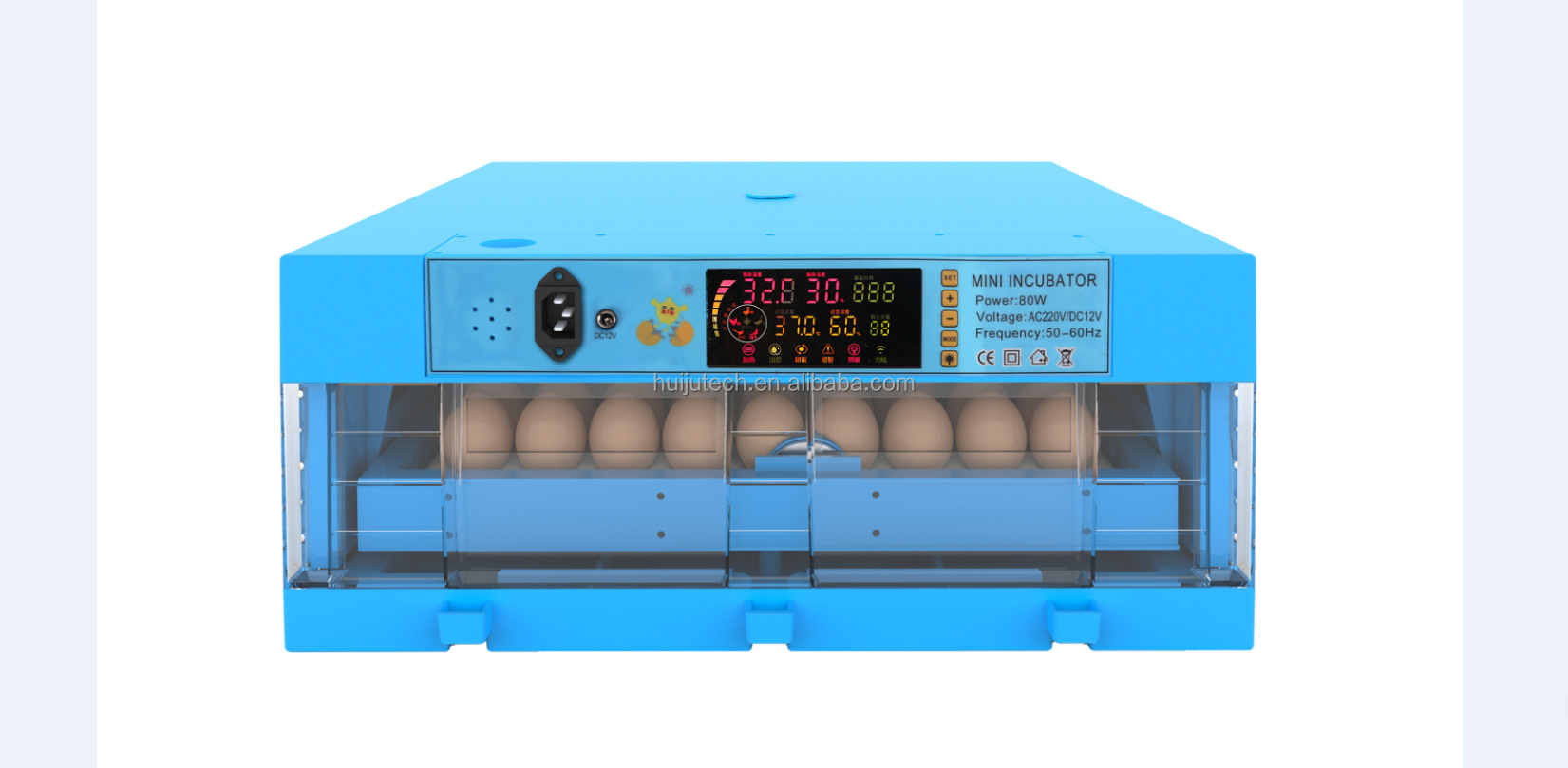 Mini incubadora de huevos totalmente automática 64 128 192 256 320 capacidad