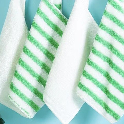 New Korean style bamboo fiber colorful striped dish towels for wet and dry use, lint-free kitchen absorbent and decontamination cleaning cloth