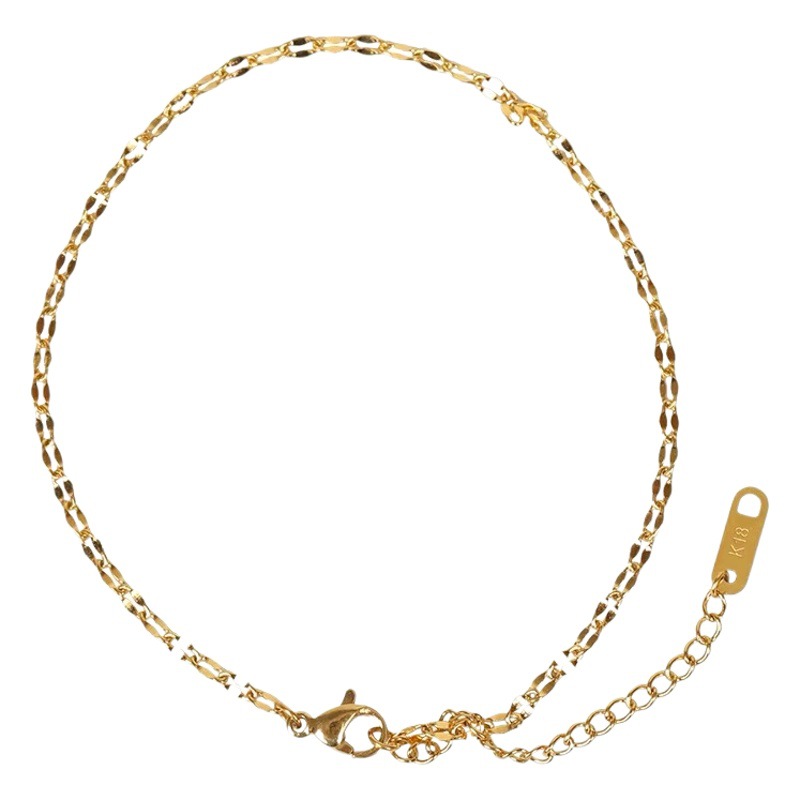 Simple Super Flash Ripple Slim Minimalist Naked Chain Lip Bracelet Women's Cold Style Niche Design Non-fading Bracelet