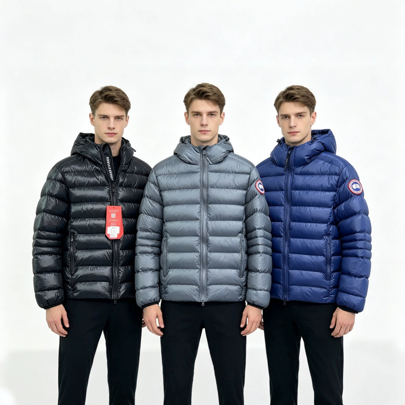 New Model Exclusively for Canada Goose, High-Quality Hooded Cotton Jacket for Men, Thickened, Warm, Windproof, Puffer Jacket