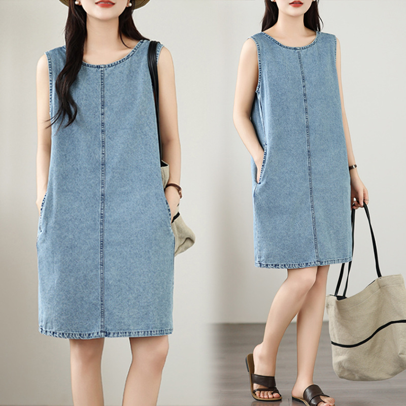 Summer fashionable retro denim dress sleevless