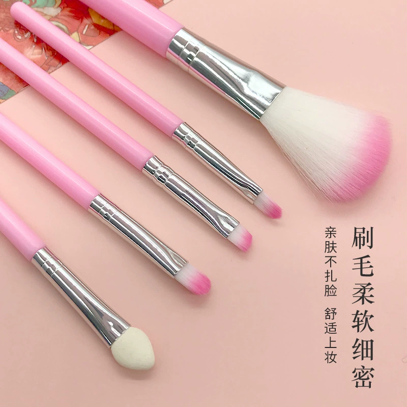 Handheld brush, fuchsia face blush for makeup, 5 pieces, (Physicals)