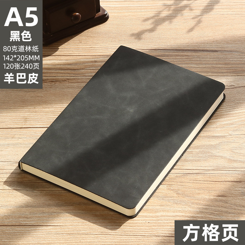 A5 블랙 (체크 무늬 내부 페이지)