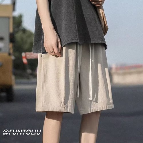 Japanese Retro Work Shorts for Men - Summer Ins Trend Brand, Versatile Loose Straight Leg Sports Casual Five-Eighth Inseam Pants