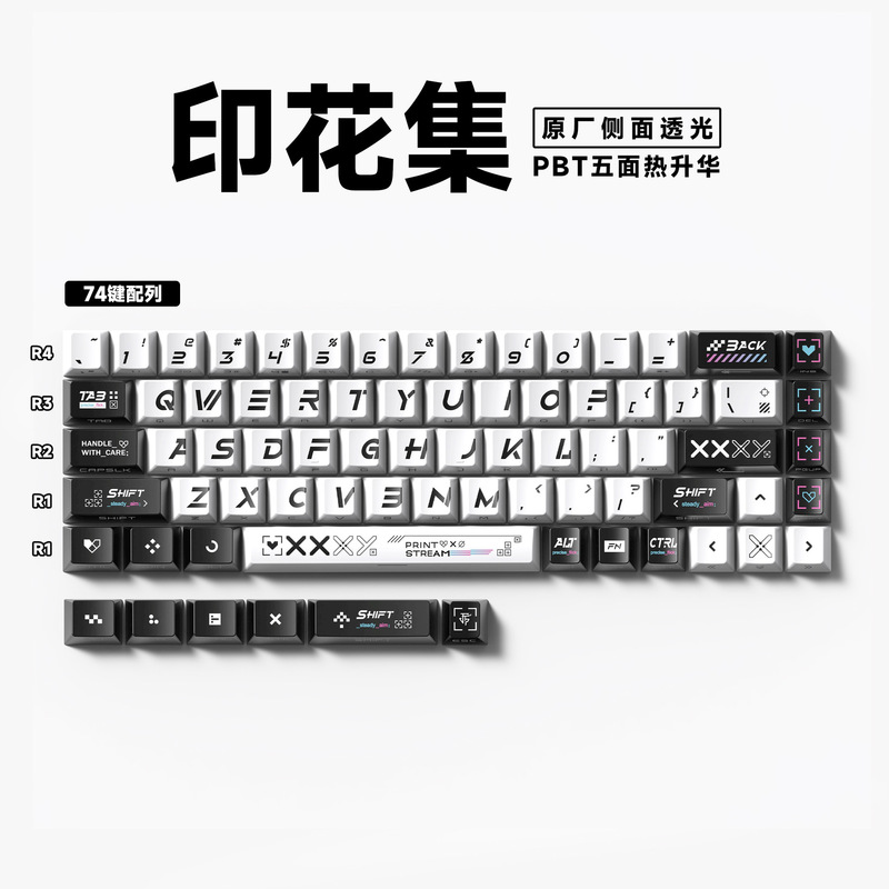 74キーオリジナル高さサイド彫刻半透明PBTキーキャップは60/61/68キーボードキャップに適合|undefined