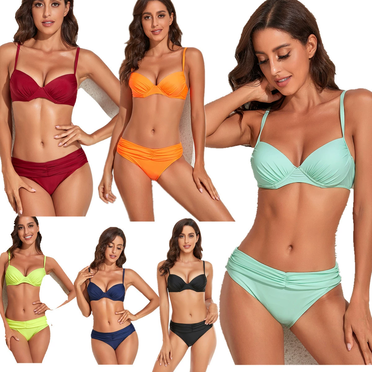 Colored sexy split swimwear, Amazon, European style