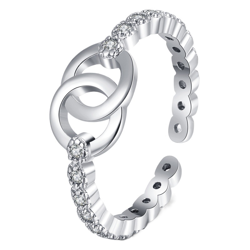 Joyería transfronteriza europea y americana moda mujer doble anillo personalizado Internet celebridad hueco redondo abierto Ajustable dieta anillo de dedo