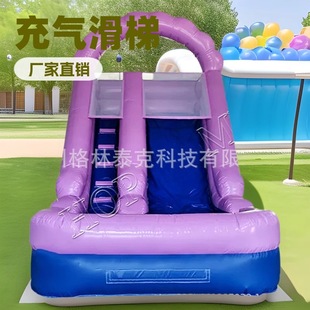 Factory Price Outdoor Inflatable Purple Slide Summer Children's Large Slide Inflatable Bounce House Slide with Pool