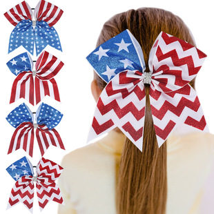 American Independence Day children's dovetail bow rubber band National day girl tie hair rubber band star striped large
