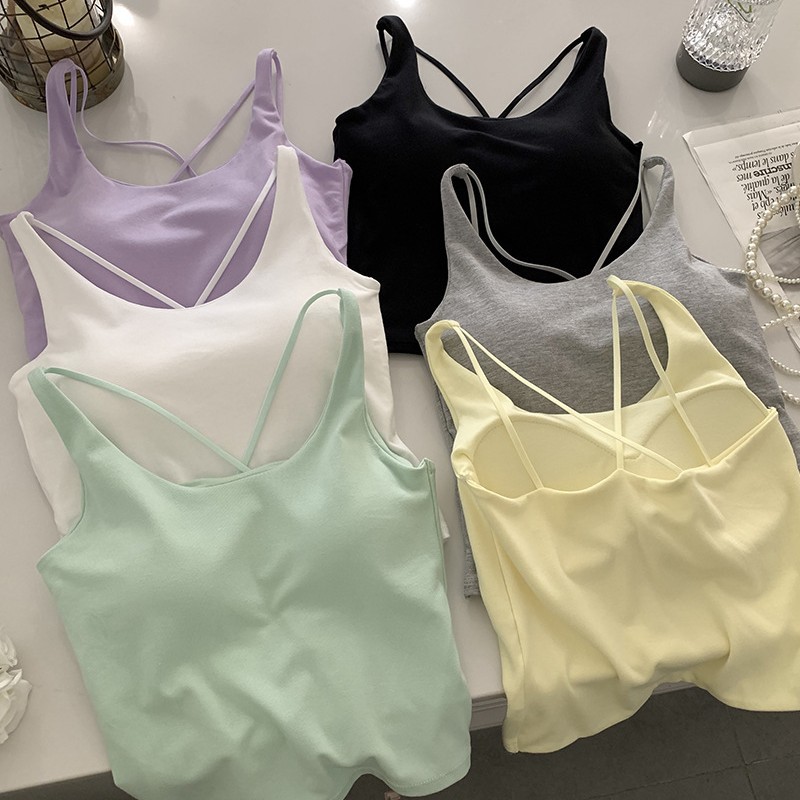 Summer fitted tank top, top with cups