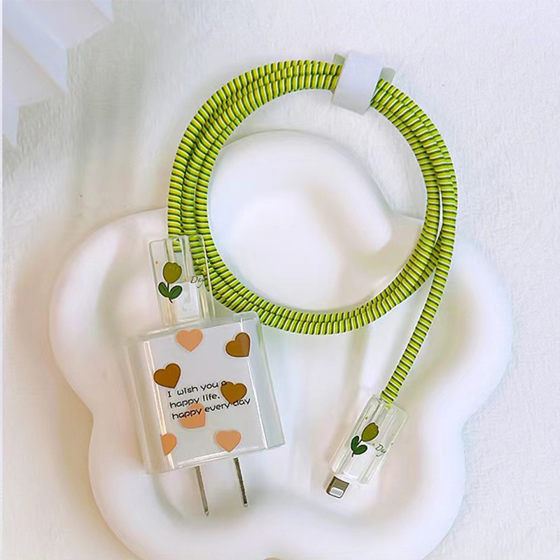 Adecuado para Apple cargador de carga rápida impresión suave caso transparente funda protectora cable morder dispositivo caso cargador funda protectora