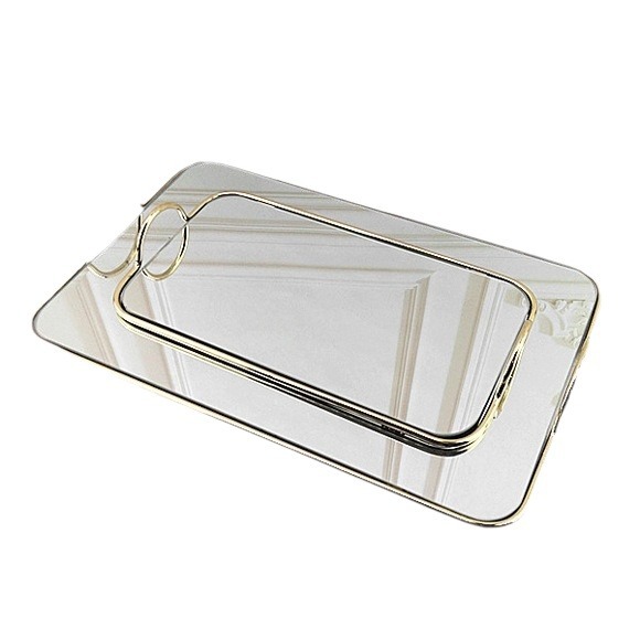 Paquete de oro nórdico bandeja de espejo doble ventana modelo de sala de venta mesa de comedor simple bandeja de metal