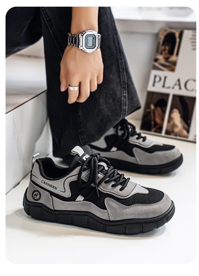 Giày nam mũi rộng thân lưới thoáng khí đế mềm phong cách thể thao casual, gót thấp 1-3 cm — 5019 màu xám, 5019 xám đen, 5019m màu chi tiết 15